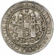 1 Dalderi - Christina 3rd portrait, Livonia, 1644-1645 reverse image
