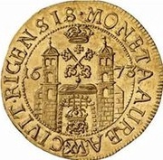1 Ducat - Carl XI 3rd portrait; with inner circle, Livonia, 1673 reverse image