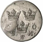 5 Öre - Carl XII Countermark reverse image