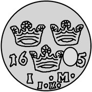 1 Mark - Carl XII Countermark; type 1 reverse image