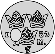 1 Mark - Carl XII Countermark; type 2 reverse image