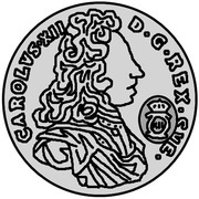 1 Mark - Carl XII Countermark; type 3 obverse image