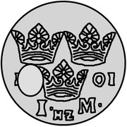 1 Mark - Carl XII Countermark; type 3 reverse image