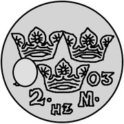 2 Mark - Carl XII Countermark; type 2 reverse image