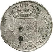 4 Mark - Carl XII Countermark; type 1 reverse image