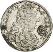 4 Mark - Charles XII Countermark; type 2 obverse image