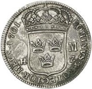 4 Mark - Charles XII Countermark; type 2 reverse image