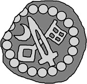 Denier Bracteate - Anonymous Sword right; key left and down; moon left obverse image