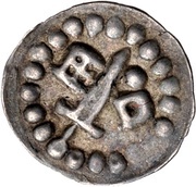 Denier Bracteate - Anonymous Sword left; key right and centred; dot right obverse image