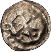Denier Bracteate - Anonymous Sword left; key right and up; dot right reverse image