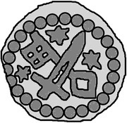 Denier Bracteate - Anonymous Sword right; key left and down; star left, right, and above reverse image