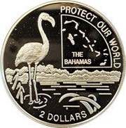 2 Dollars - Elizabeth II Protect Our World, Bahamas, 1996 reverse image