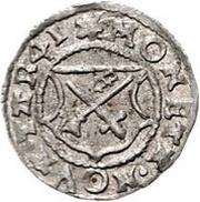 1 Schilling - Johannes VI Bey Pointy shields with regular squiggles; sword right; key left and up, Livonia, 1541 reverse image