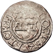 1 Schilling - Jodokus von der Recke Two shields with bumpy tops; key up obverse image