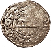 1 Schilling - Jodokus von der Recke Two shields with bumpy tops; key down obverse image