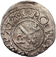 1 Schilling - Jodokus von der Recke One shield with bumpy top and curved bottom; key up, Livonia, 1546 reverse image