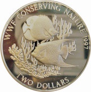 2 Dollars 35 years of WWF, Bahamas, 1997 reverse image