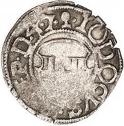 1 Schilling - Jodokus von der Recke One shield with curved top; sword left; key right obverse image