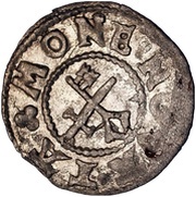 1 Schilling - Hermann II Wesel Without shield; sword left; key right, Livonia, 1555 reverse image