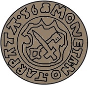 1 Schilling Sword left; key right obverse image