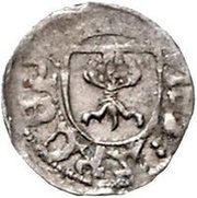 1 Pfennig - Wolter von Plettenberg and Jasper Linde Riga; two shields; smooth sides, Livonia, 1509-1524 reverse image