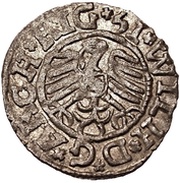 1 Schilling - Heinrich von Galen and Wilhelm von Brandenburg Riga; flat top, Livonia, 1551-1552 reverse image