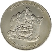 2 Dollars 2000 Years of Christianity, Bahamas, 2000 reverse image