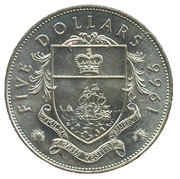 5 Dollars - Elizabeth II, Bahamas, 1966-1970 reverse image