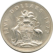5 Dollars - Elizabeth II, Bahamas, 1972-1973 reverse image