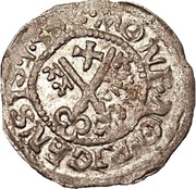 1 Schilling - Wolter von Plettenberg Riga; bumpy bottom with indented top, Livonia, 1534 reverse image