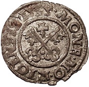1 Schilling - Hermann von Brüggeneye Riga; flat corners with partial lines, Livonia, 1535 reverse image