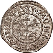 1 Schilling - Hermann von Brüggeneye Riga; flat corners with full lines, Livonia, 1535 reverse image