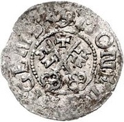 1 Schilling - Johann von der Recke Riga; bumpy top, Livonia, 1549 reverse image