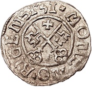 1 Schilling - Heinrich von Galen Riga; flat top, Livonia, 1551 reverse image