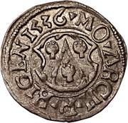 1 Schilling - Thomas Schöning Koknese; fancy cross; smooth top; with border and with regular staffs obverse image
