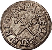 1 Schilling - Thomas Schöning Koknese; fancy cross; smooth top; with border and with regular staffs reverse image