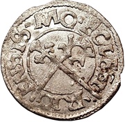 1 Schilling - Thomas Schöning Koknese; fancy cross; smooth top; with border and with long staffs, Livonia, 1537 reverse image