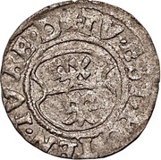 1 Schilling - Wilhelm von Brandenburg Koknese; regular shield; cross right and crosier left, Livonia, 1545-1546 reverse image