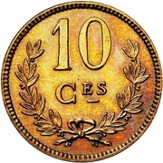 10 Centimes - Charlotte Essai, Luxembourg, 1924 reverse image