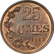 25 Centimes - Charlotte Bronze reverse image