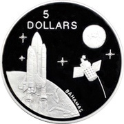 5 Dollars - Elizabeth II Space, Bahamas, 1994 reverse image