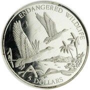 5 Dollars - Elizabeth II Endangered Wildlife, Bahamas, 1994 reverse image