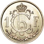 1 Franc - Charlotte large Type, Luxembourg, 1946-1947 reverse image