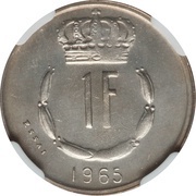 1 Franc - Jean Essai, Luxembourg, 1965 reverse image