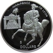 5 Dollars - Elizabeth II Ponce de Leon, Bahamas, 1994 reverse image
