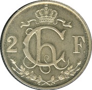 2 Francs - Charlotte Essai, Luxembourg, 1947 reverse image