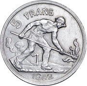 5 Francs - Charlotte Essai, Luxembourg, 1942 reverse image