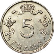 5 Francs - Charlotte, Luxembourg, 1949 reverse image