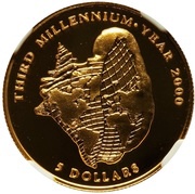 5 Dollars Third Millennium, Bahamas, 1996 reverse image