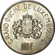100 Francs - Charlotte, Luxembourg, 1963 reverse image